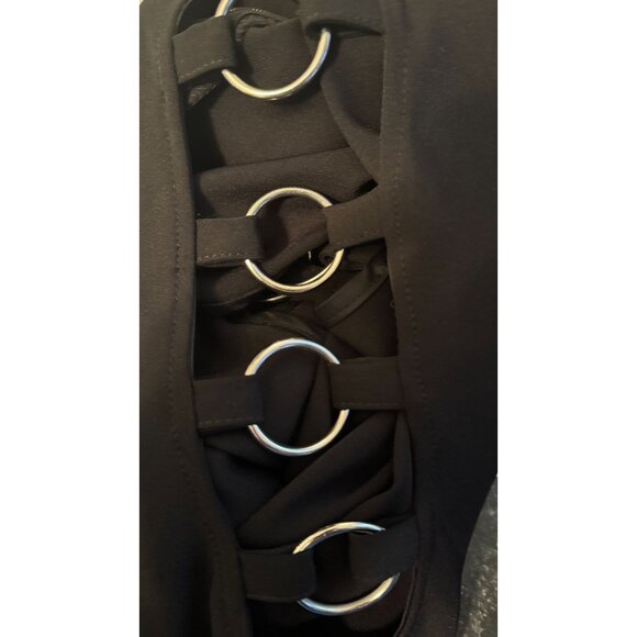 2/$30 XS Zara Sleeveless Black Midi Dress Side Silver Decorative Circles - Picture 6 of 15